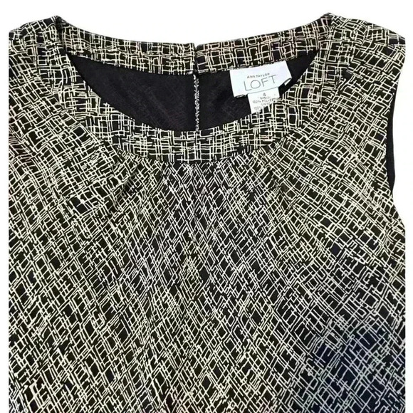 Ann Taylor LOFT Women's Black Geometric Midi Dress Size 4 Casual - Picture 7 of 9